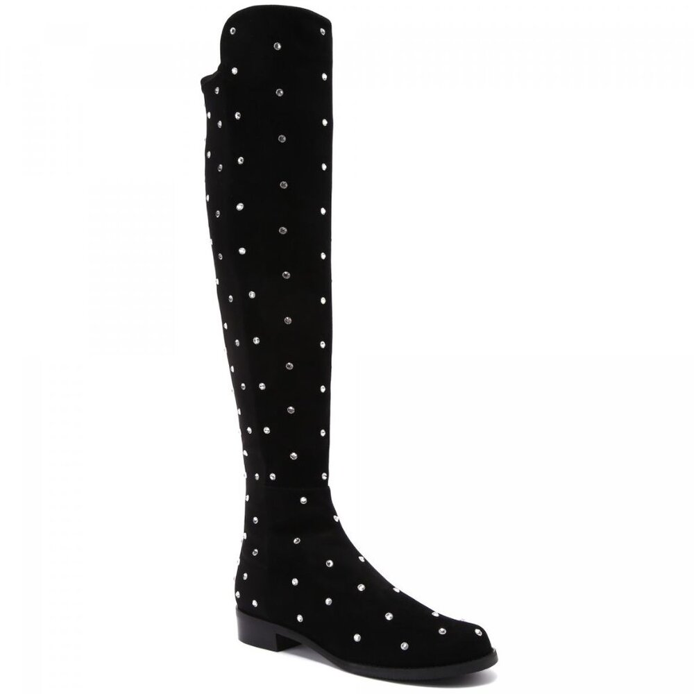STUART WEITZMAN 37/6.5US Suede HIGHSHINE Crystal 5050 Over-The-Knee Boots in box - Picture 7 of 10